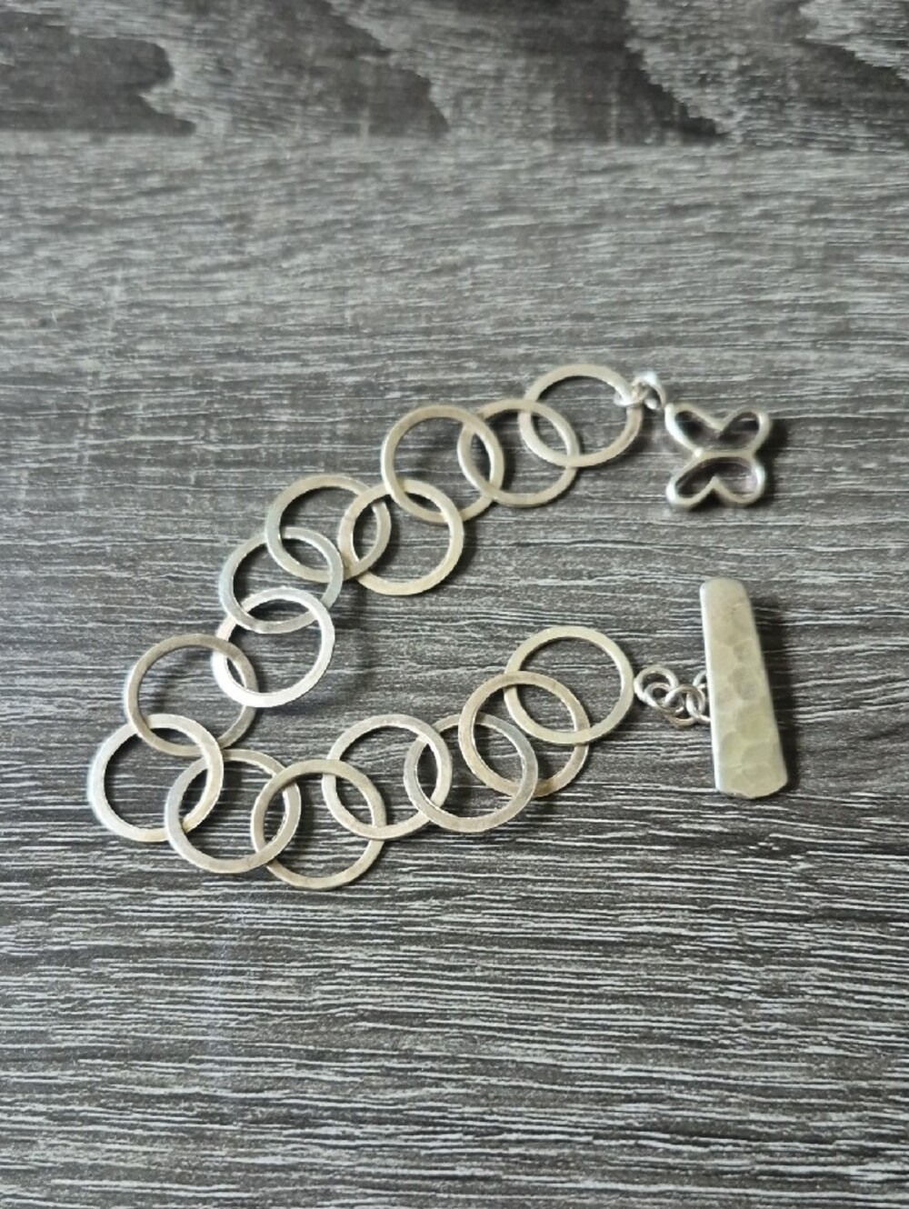 Tanya Moss Classic Linked Circle Bracelet With Butterfly Motif Sterling Silver - Picture 6 of 8